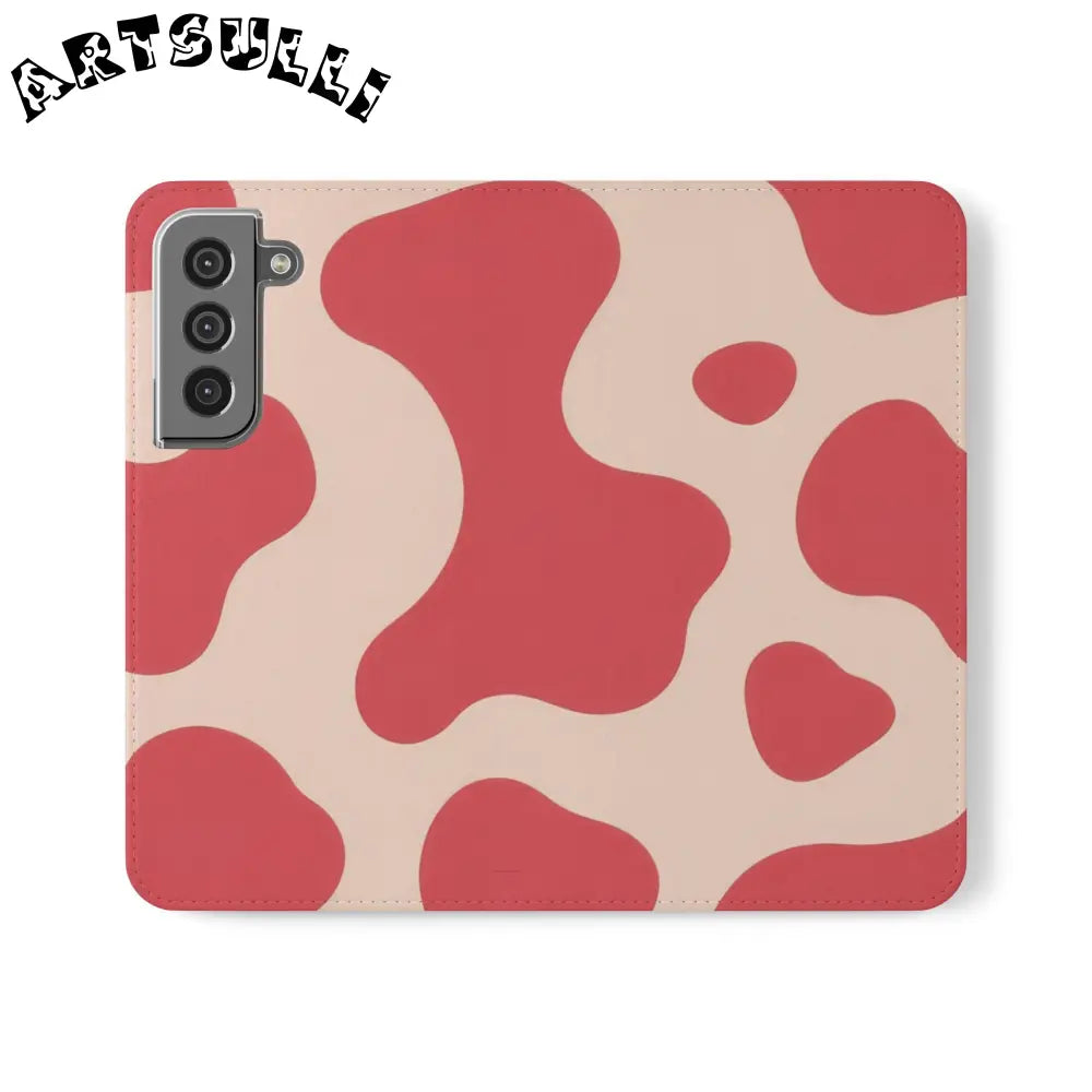 JAKKOUTTHEBXX Red and Beige Cow Print Illustration Printed Flip Case 2025