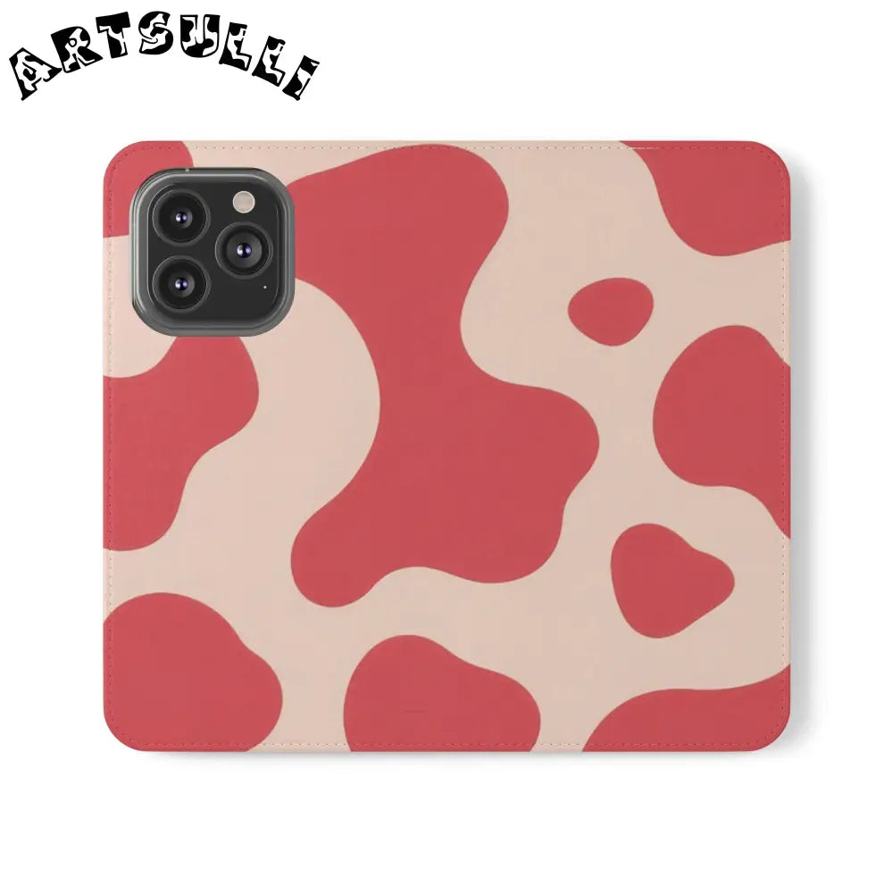 JAKKOUTTHEBXX Red and Beige Cow Print Illustration Printed Flip Case 2025