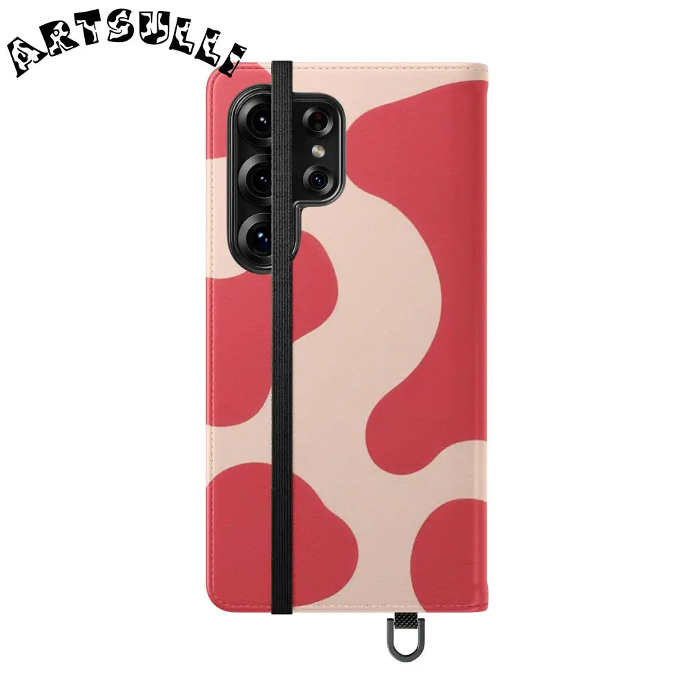JAKKOUTTHEBXX Red and Beige Cow Print Illustration Printed Flip Case 2025