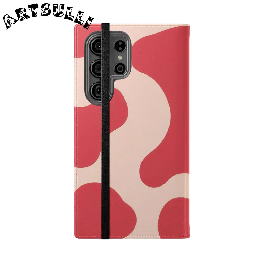 JAKKOUTTHEBXX Red and Beige Cow Print Illustration Printed Flip Case 2025