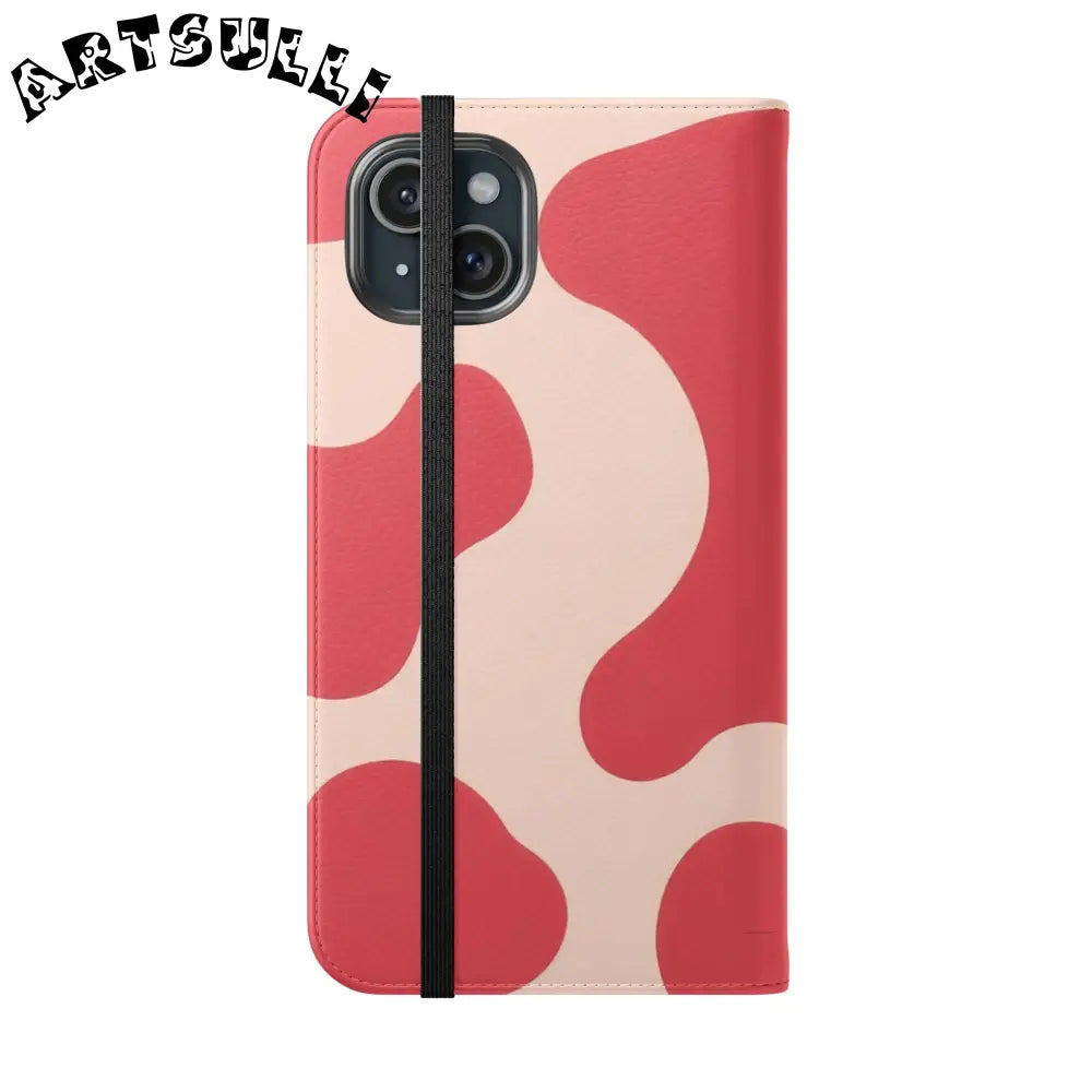 JAKKOUTTHEBXX Red and Beige Cow Print Illustration Printed Flip Case 2025