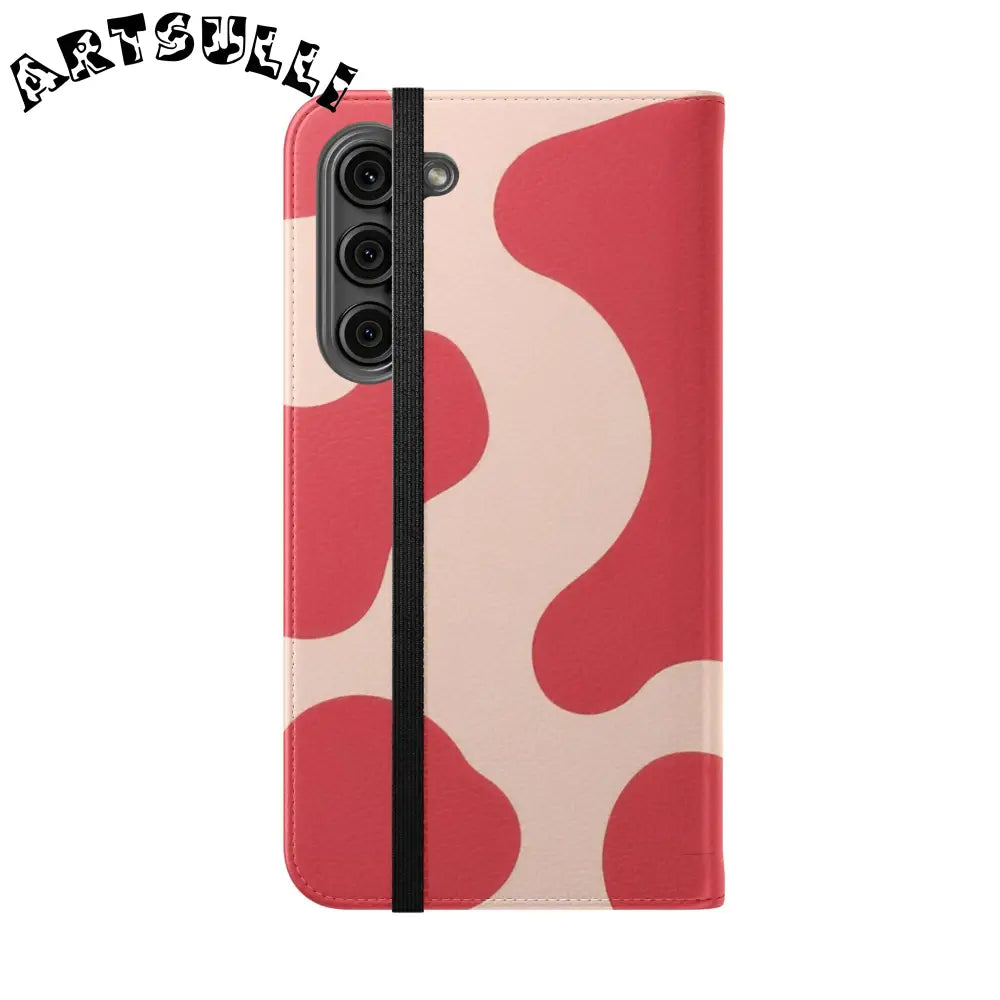JAKKOUTTHEBXX Red and Beige Cow Print Illustration Printed Flip Case 2025