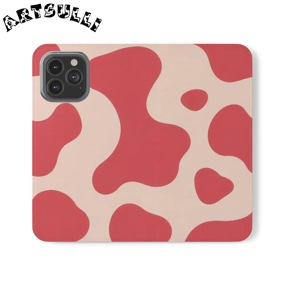 JAKKOUTTHEBXX Red and Beige Cow Print Illustration Printed Flip Case 2025