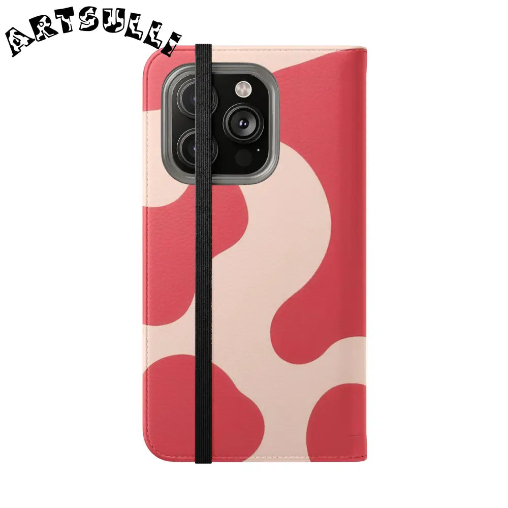JAKKOUTTHEBXX Red and Beige Cow Print Illustration Printed Flip Case 2025