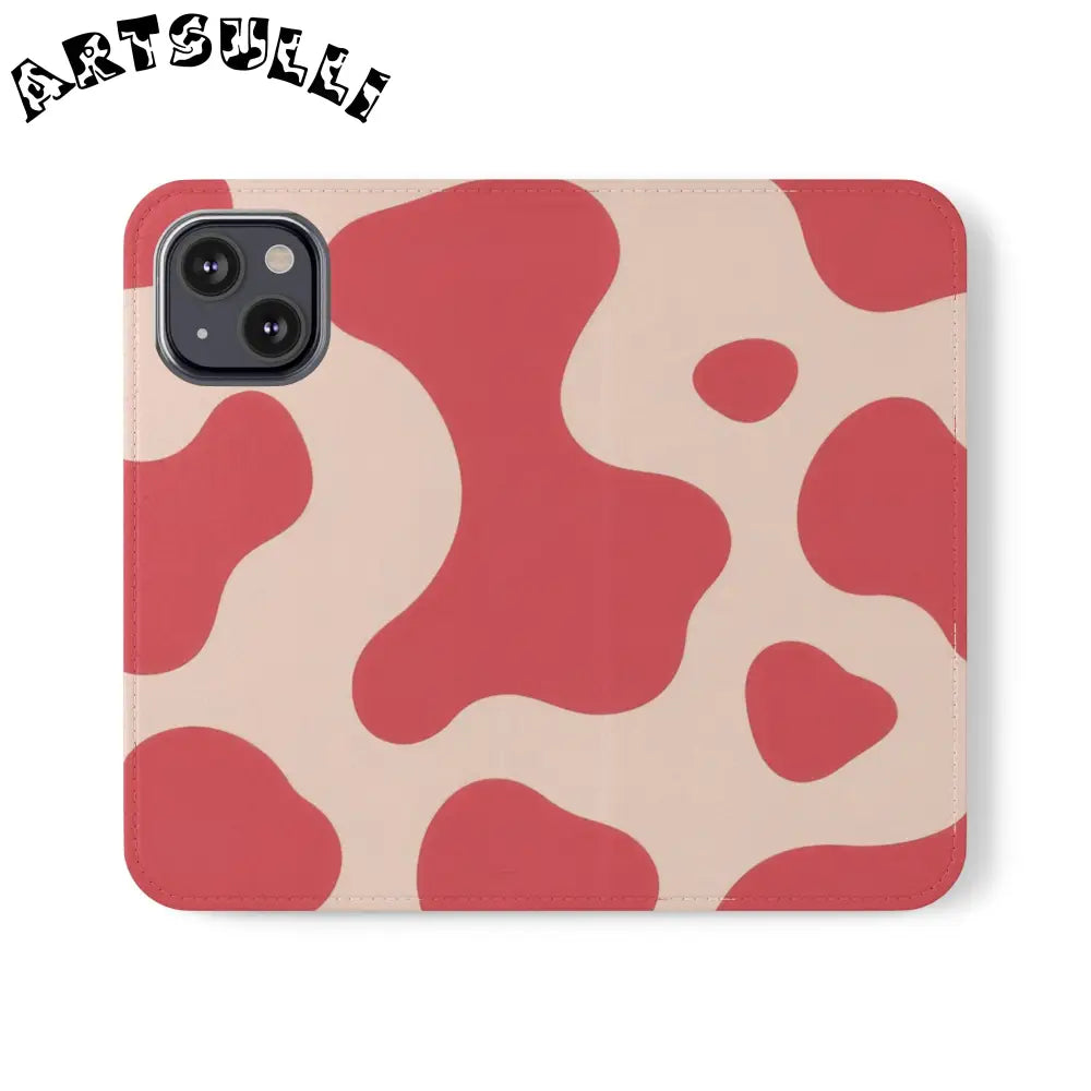 JAKKOUTTHEBXX Red and Beige Cow Print Illustration Printed Flip Case 2025