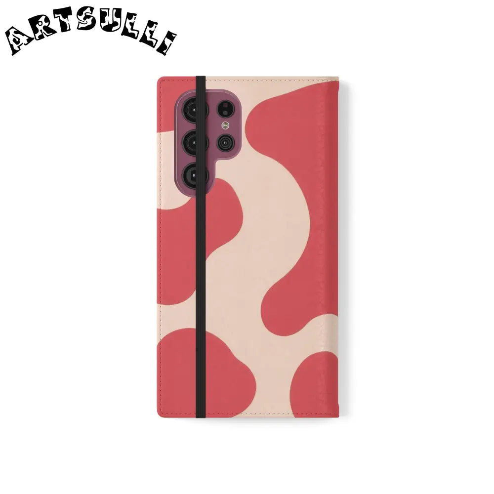 JAKKOUTTHEBXX Red and Beige Cow Print Illustration Printed Flip Case 2025