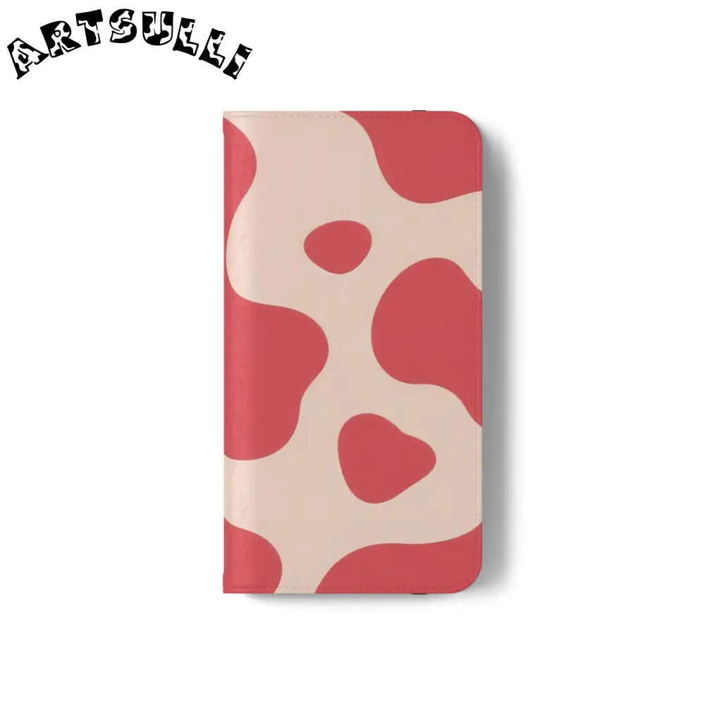 JAKKOUTTHEBXX Red and Beige Cow Print Illustration Printed Flip Case 2025