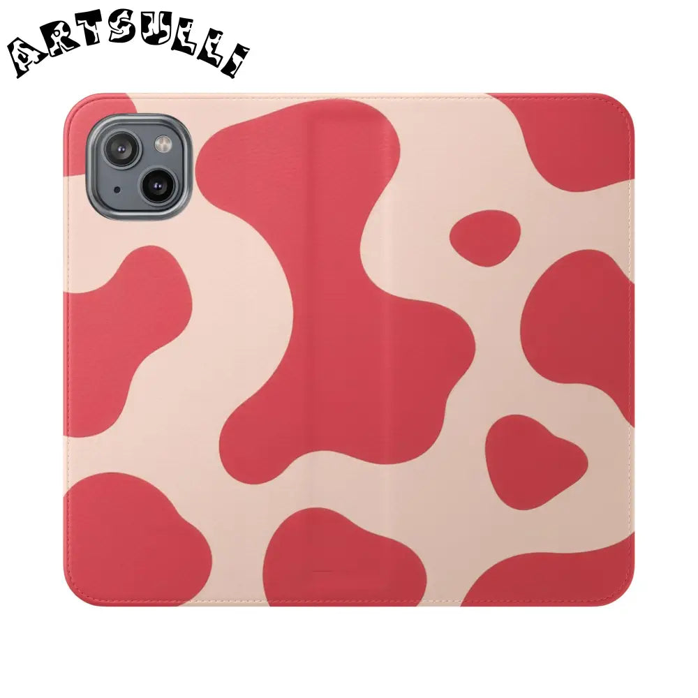 JAKKOUTTHEBXX Red and Beige Cow Print Illustration Printed Flip Case 2025