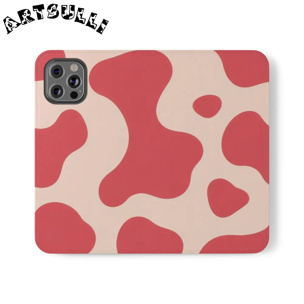 JAKKOUTTHEBXX Red and Beige Cow Print Illustration Printed Flip Case 2025