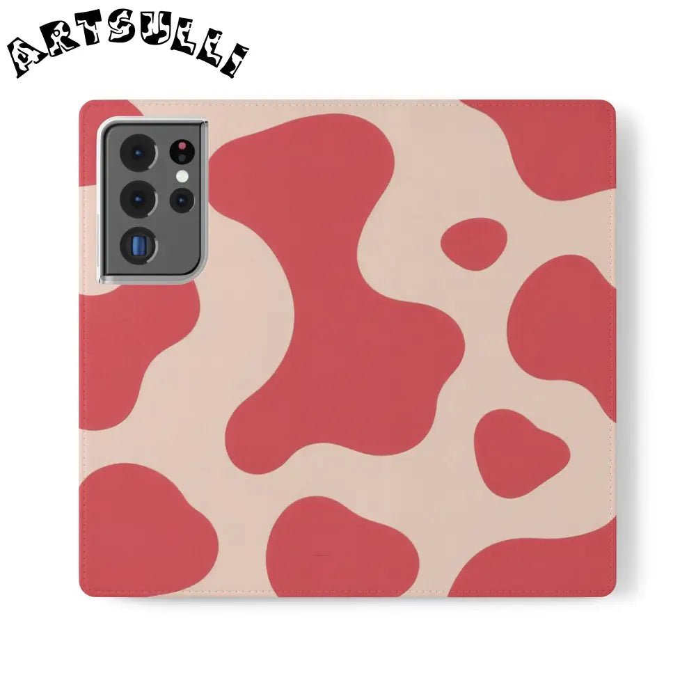 JAKKOUTTHEBXX Red and Beige Cow Print Illustration Printed Flip Case 2025