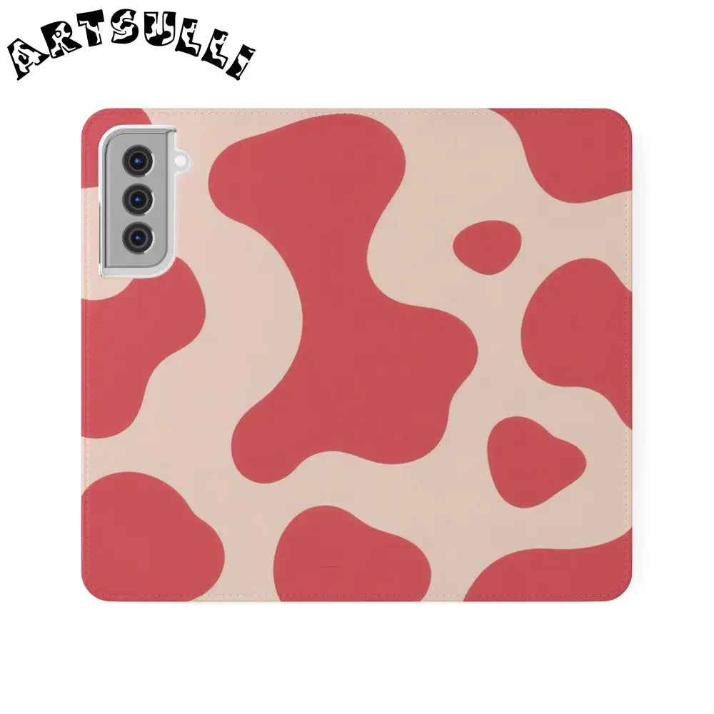 JAKKOUTTHEBXX Red and Beige Cow Print Illustration Printed Flip Case 2025