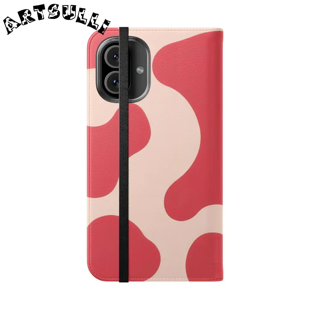 JAKKOUTTHEBXX Red and Beige Cow Print Illustration Printed Flip Case 2025