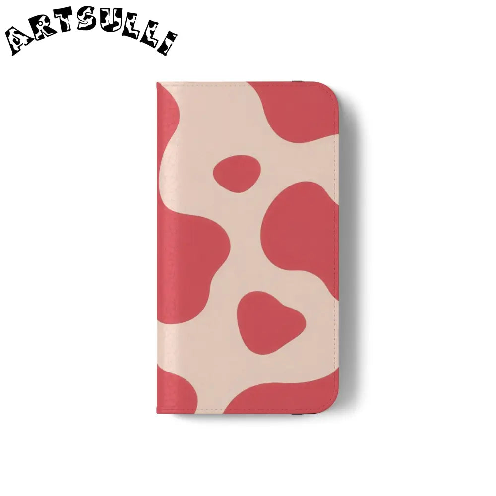JAKKOUTTHEBXX Red and Beige Cow Print Illustration Printed Flip Case 2025