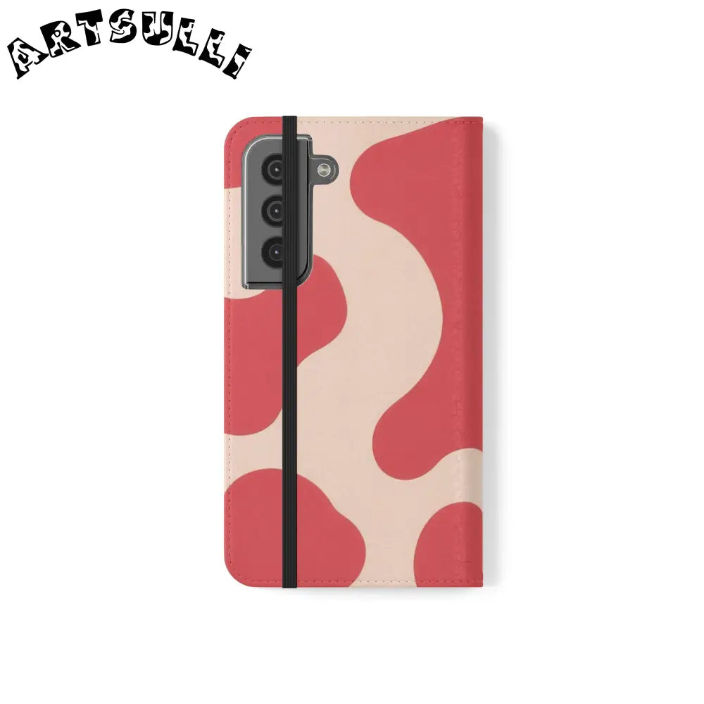 JAKKOUTTHEBXX Red and Beige Cow Print Illustration Printed Flip Case 2025