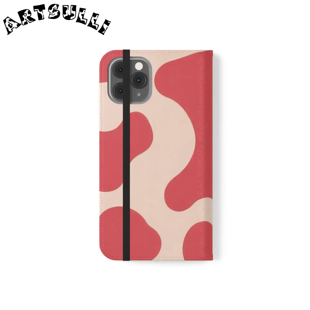 JAKKOUTTHEBXX Red and Beige Cow Print Illustration Printed Flip Case 2025