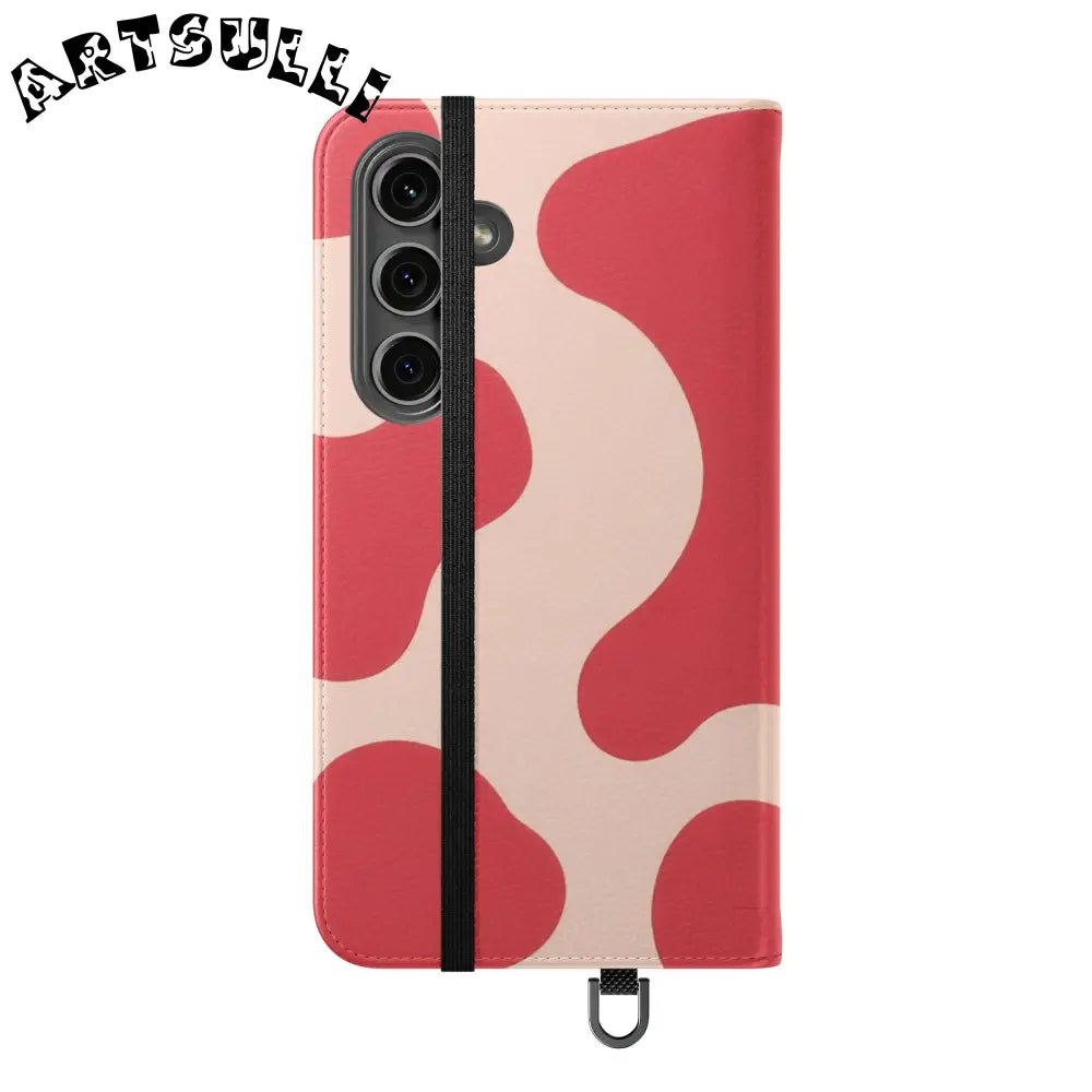 JAKKOUTTHEBXX Red and Beige Cow Print Illustration Printed Flip Case 2025