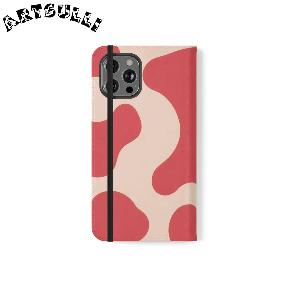 JAKKOUTTHEBXX Red and Beige Cow Print Illustration Printed Flip Case 2025