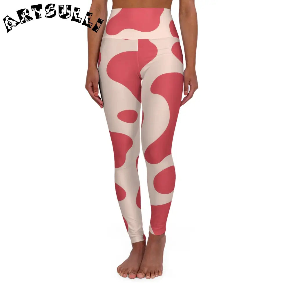JAKKOUTTHEBXX Red and Cream Art Printed Yoga Leggings 2025