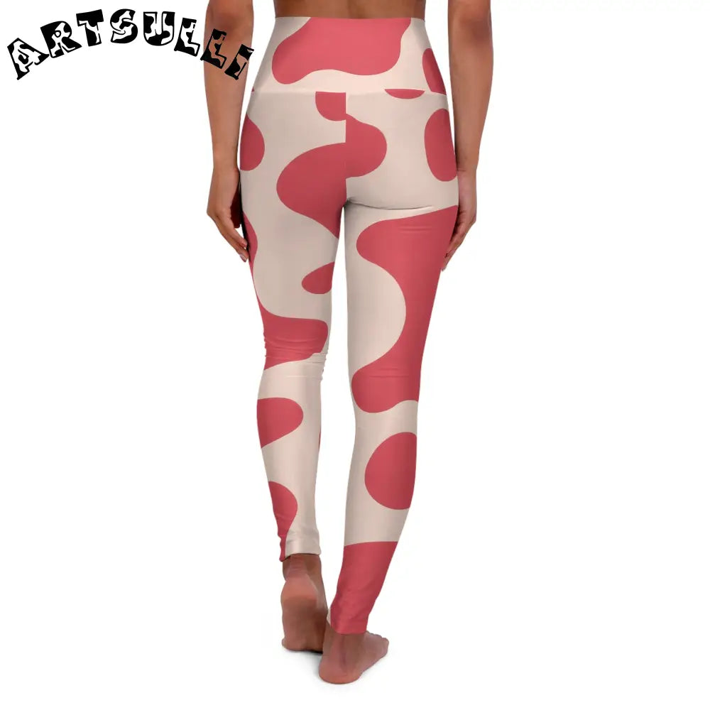JAKKOUTTHEBXX Red and Cream Art Printed Yoga Leggings 2025