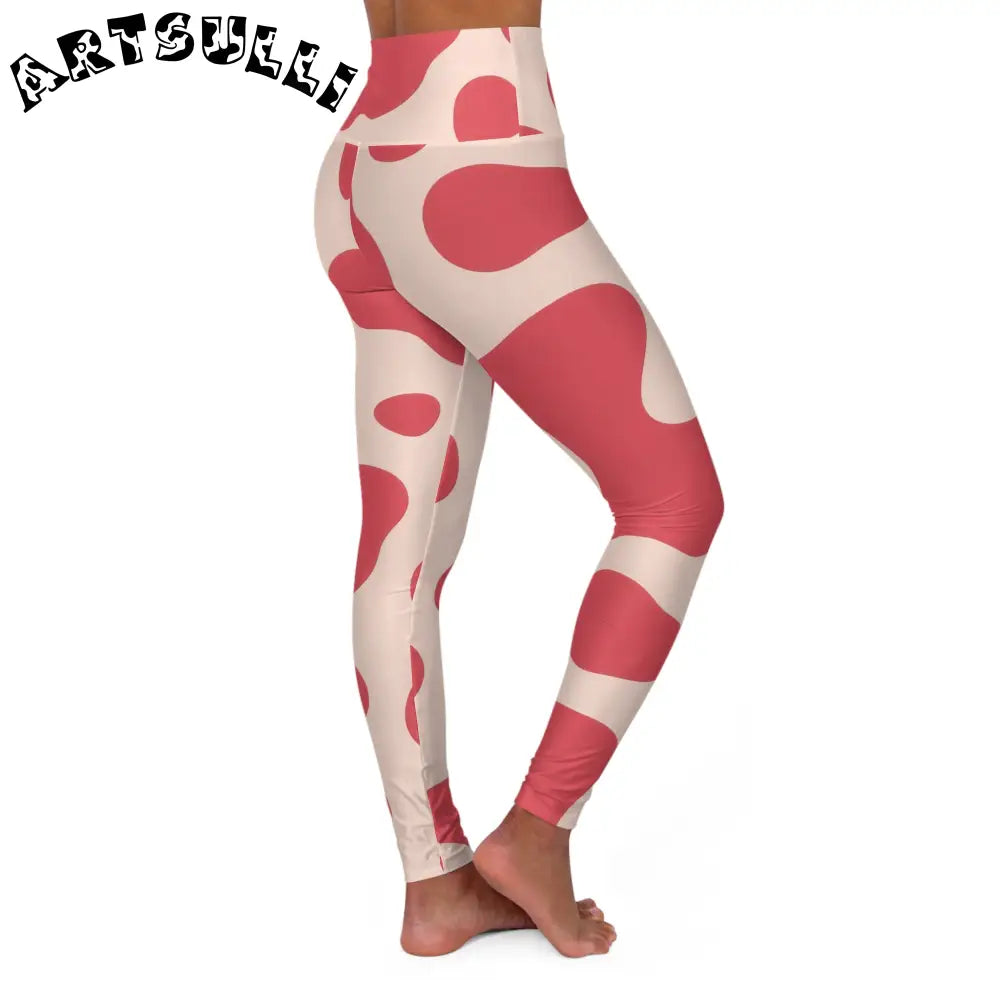JAKKOUTTHEBXX Red and Cream Art Printed Yoga Leggings 2025