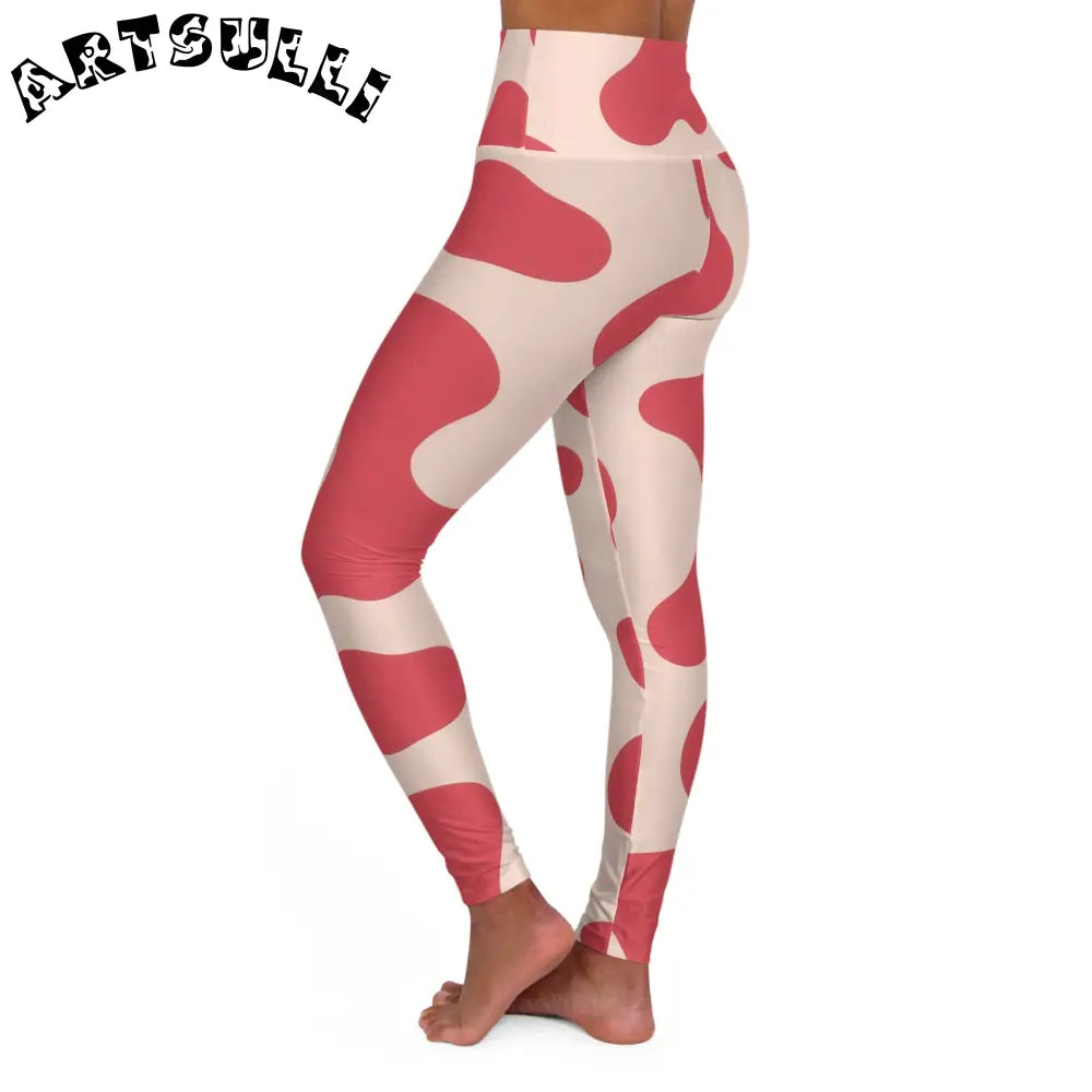 JAKKOUTTHEBXX Red and Cream Art Printed Yoga Leggings 2025