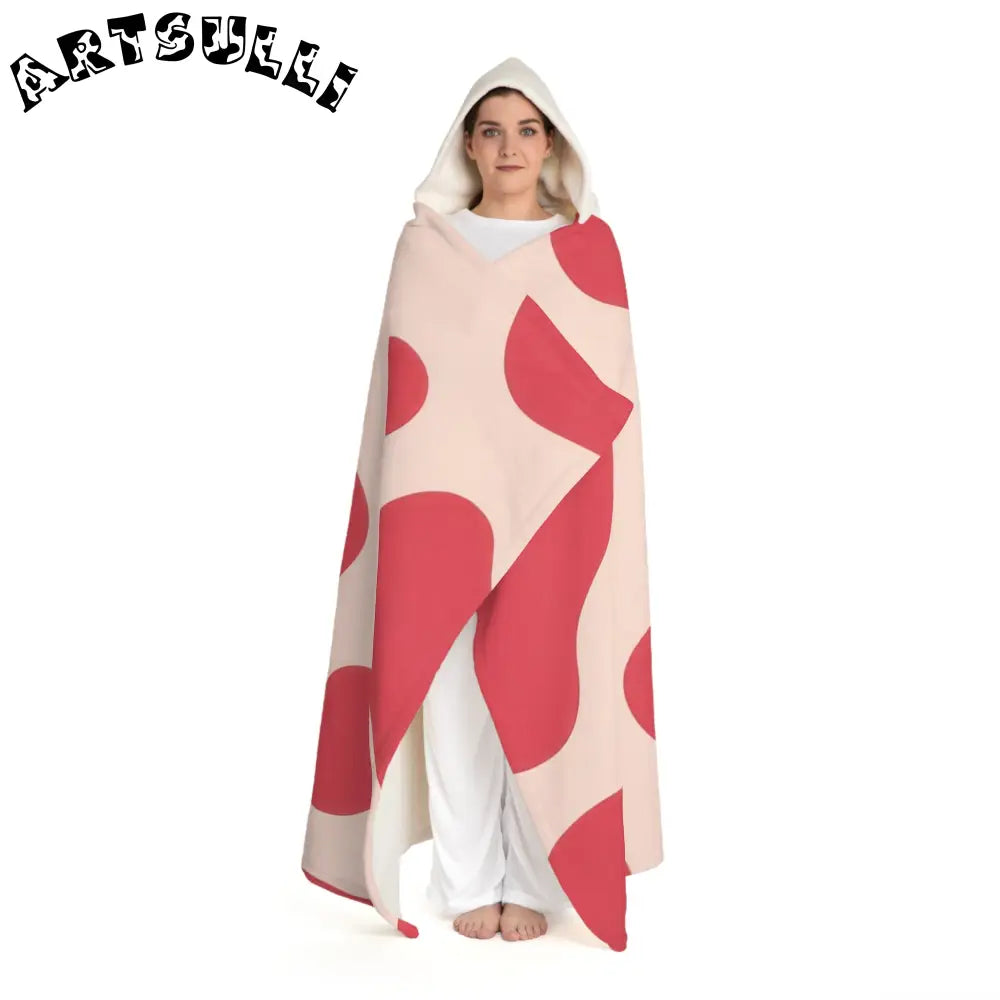 JAKKOUTTHEBXX Red and Pink Polka Dot Hooded Sherpa Blanket 2025