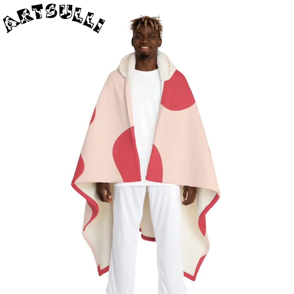JAKKOUTTHEBXX Red and Pink Polka Dot Hooded Sherpa Blanket 2025