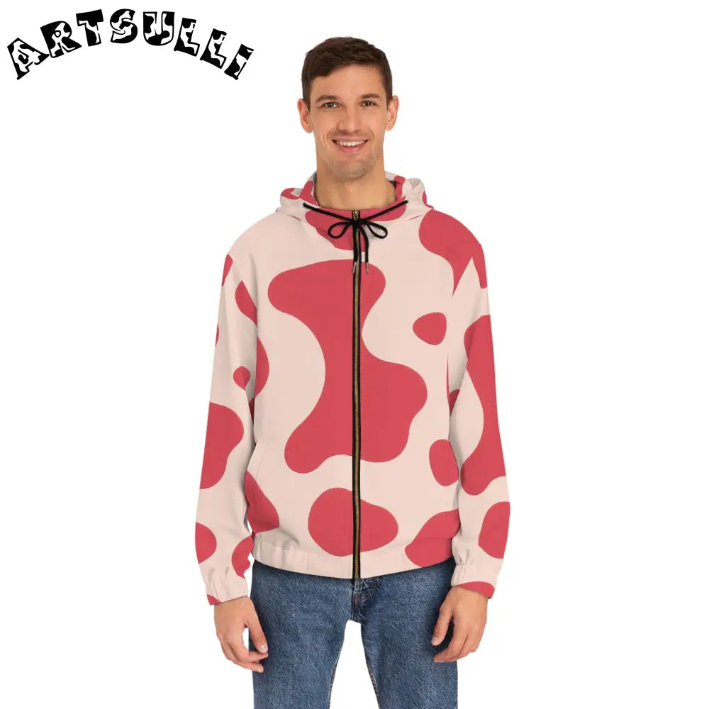 JAKKOUTTHEBXX Cow Illustration Printed Zip Hoodie 2025
