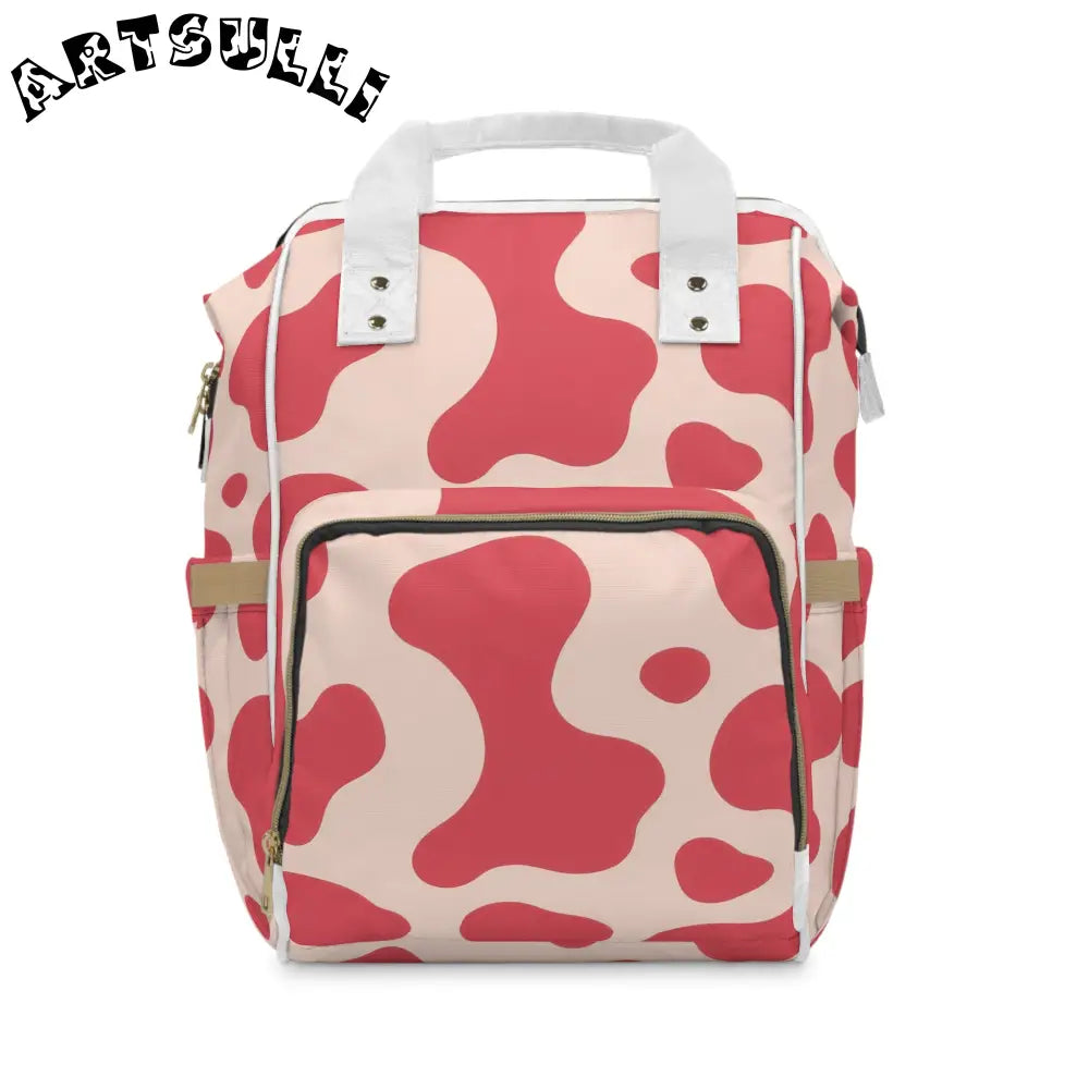 JAKKOUTTHEBXX Red Cow Print High-Grade Nylon Diaper Backpack 2025