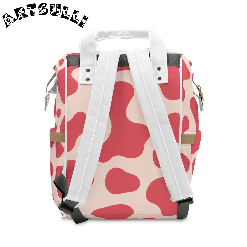 JAKKOUTTHEBXX Red Cow Print High-Grade Nylon Diaper Backpack 2025