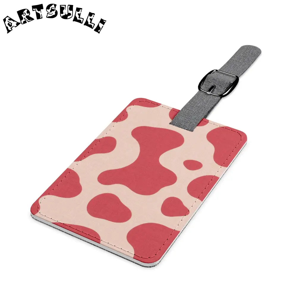 JAKKOUTTHEBXX Red and White Cow Print Luggage Tag 2025