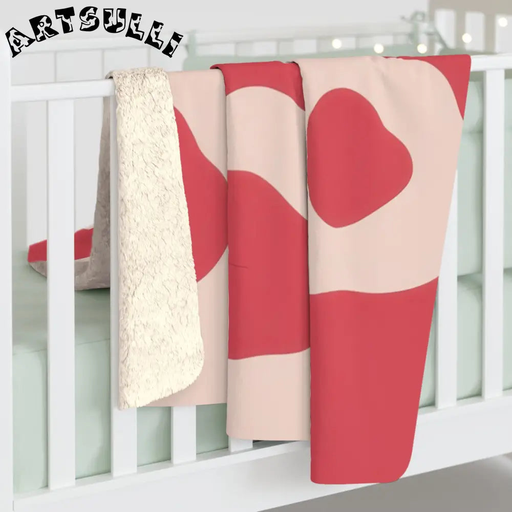 JAKKOUTTHEBXX Red and White Cow Print Sherpa Fleece Blanket 2025