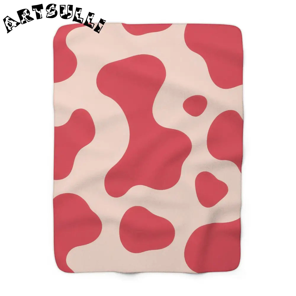 JAKKOUTTHEBXX Red and White Cow Print Sherpa Fleece Blanket 2025