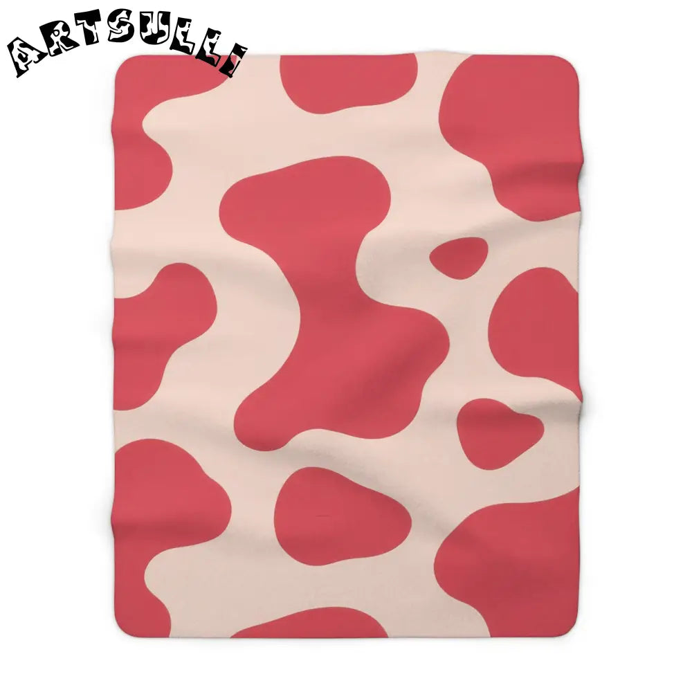 JAKKOUTTHEBXX Red and White Cow Print Sherpa Fleece Blanket 2025