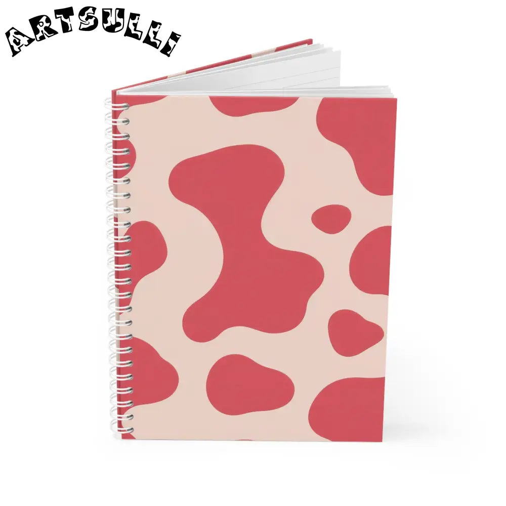 JAKKOUTTHEBXX Pink Cow Art Printed Wide-Ruled Spiral Notebook 2025