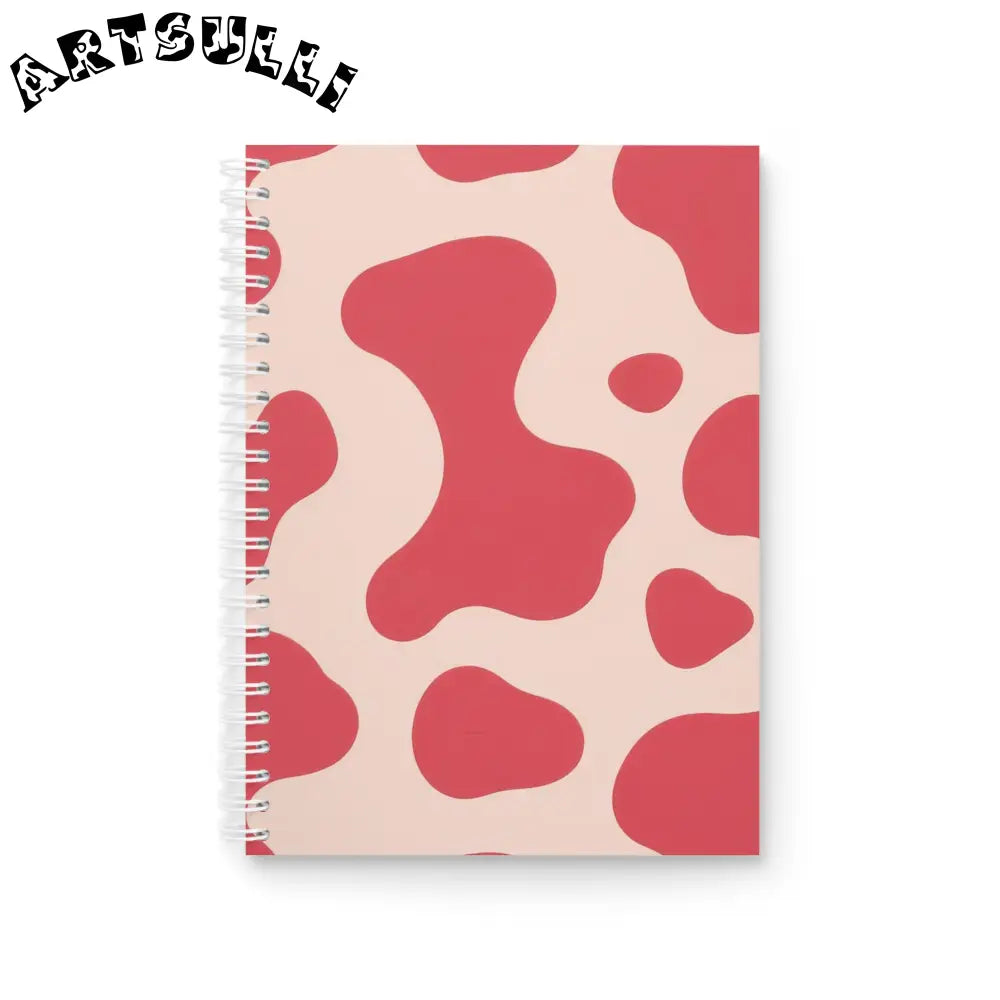 JAKKOUTTHEBXX Pink Cow Art Printed Wide-Ruled Spiral Notebook 2025
