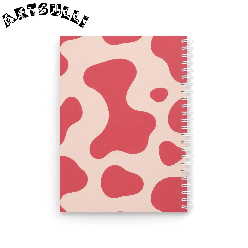 JAKKOUTTHEBXX Pink Cow Art Printed Wide-Ruled Spiral Notebook 2025