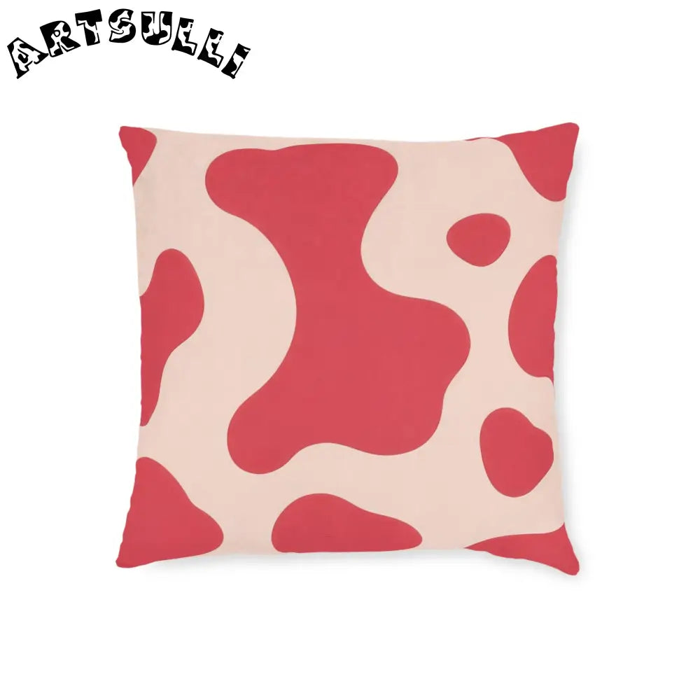JAKKOUTTHEBXX Red and Beige Cow Print Square Pillow 2025