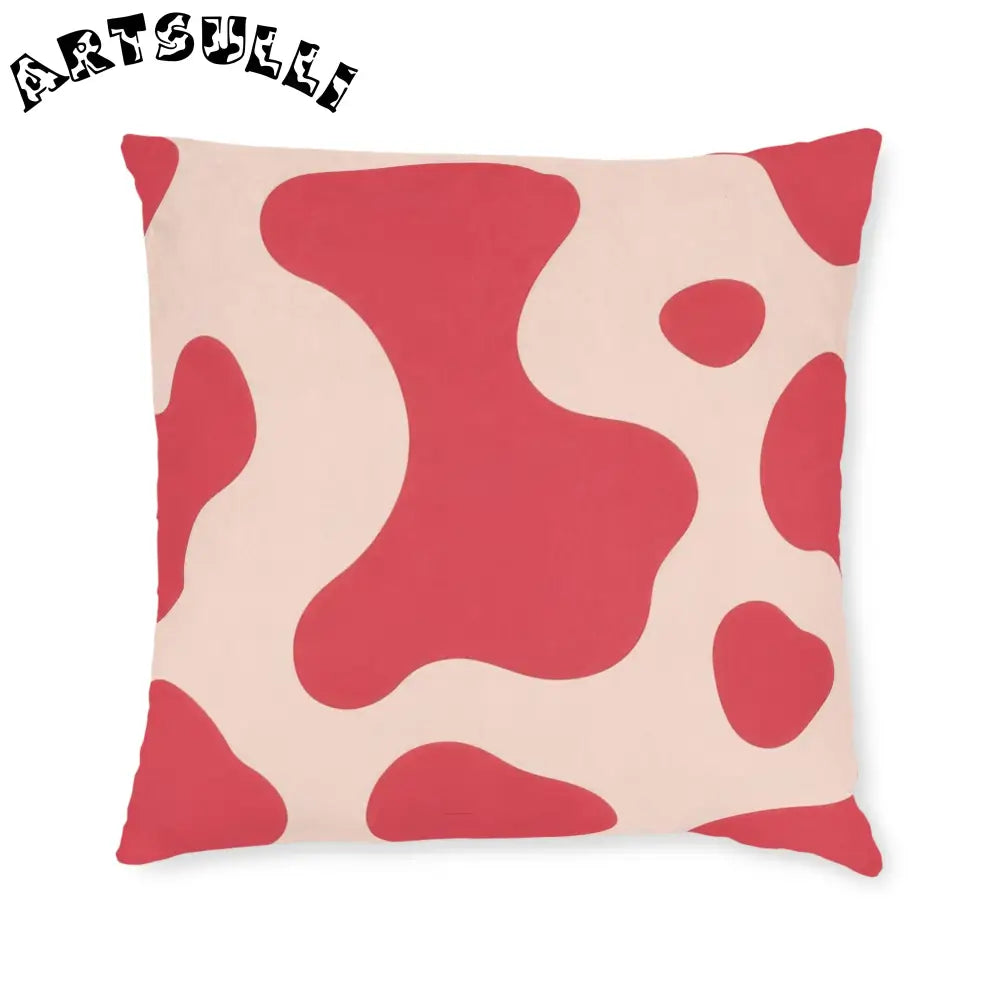 JAKKOUTTHEBXX Red and Beige Cow Print Square Pillow 2025