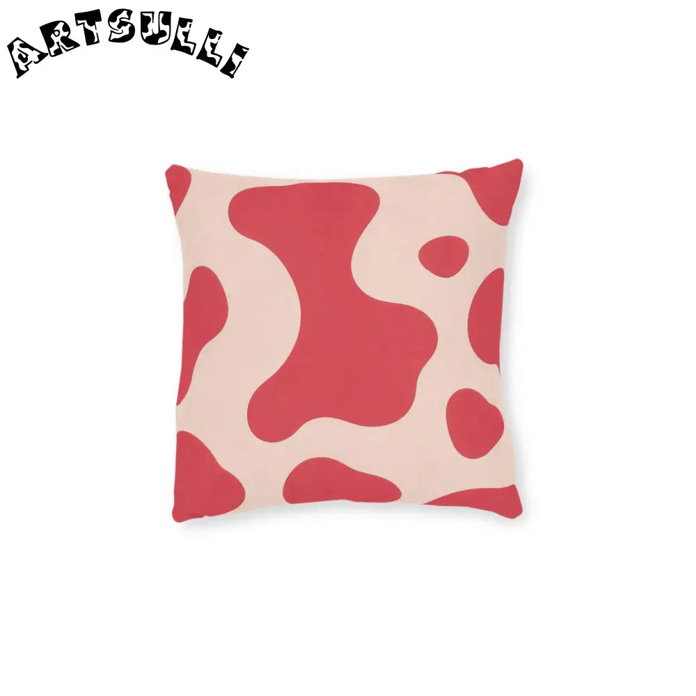 JAKKOUTTHEBXX Red and Beige Cow Print Square Pillow 2025