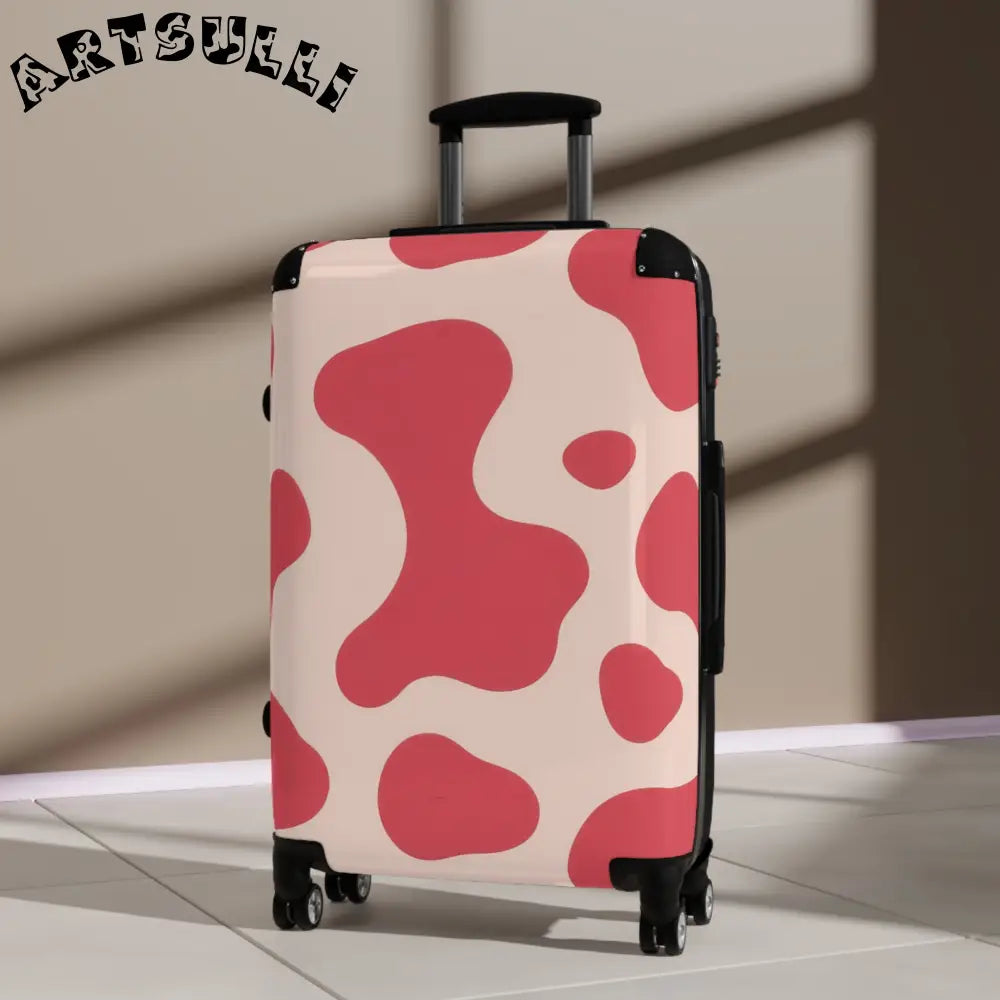 JAKKOUTTHEBXX Pink Printed Cow Illustration Rolling Suitcase 2025