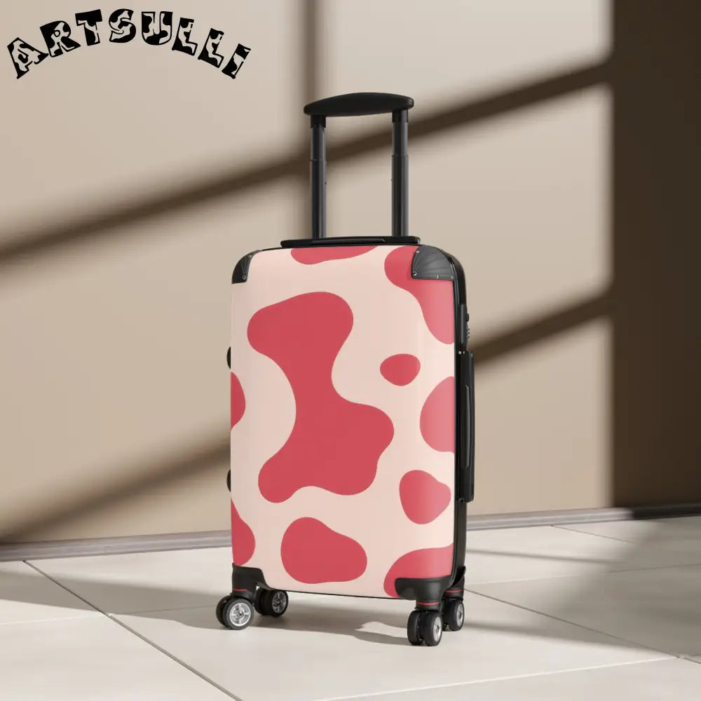 JAKKOUTTHEBXX Pink Printed Cow Illustration Rolling Suitcase 2025