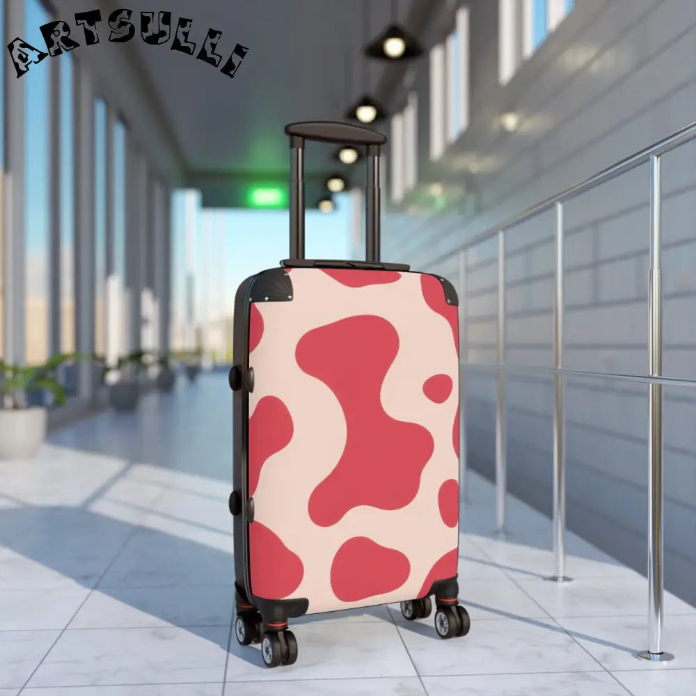JAKKOUTTHEBXX Pink Printed Cow Illustration Rolling Suitcase 2025