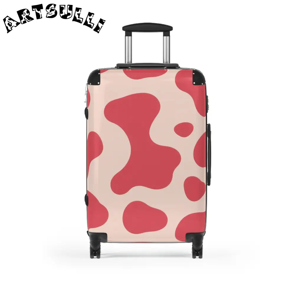 JAKKOUTTHEBXX Pink Printed Cow Illustration Rolling Suitcase 2025