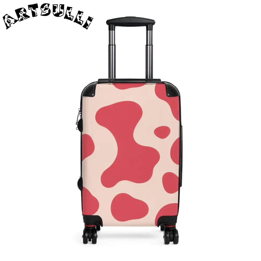 JAKKOUTTHEBXX Pink Printed Cow Illustration Rolling Suitcase 2025