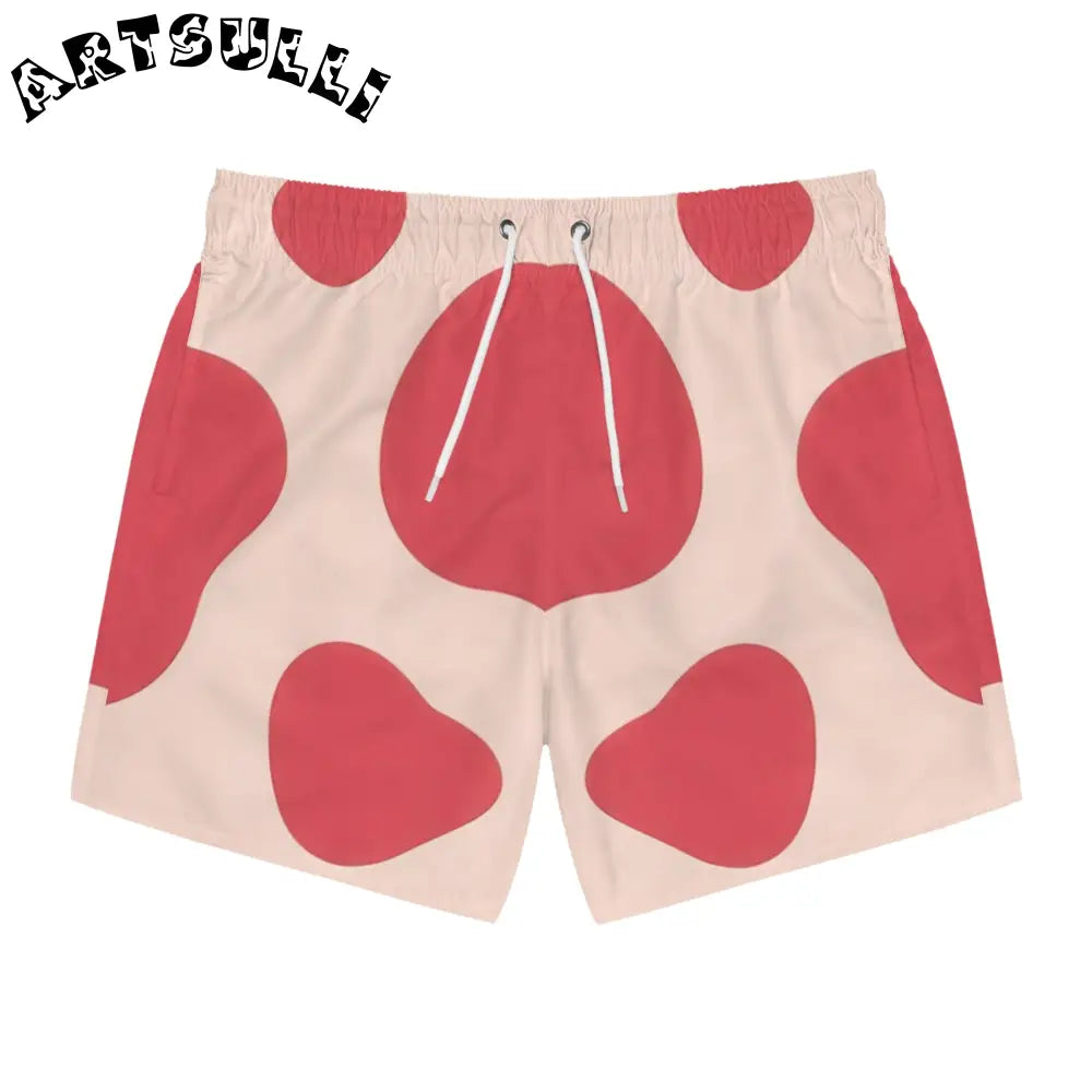 JAKKOUTTHEBXX Cream and Red Organic Shape Swim Trunks 2025