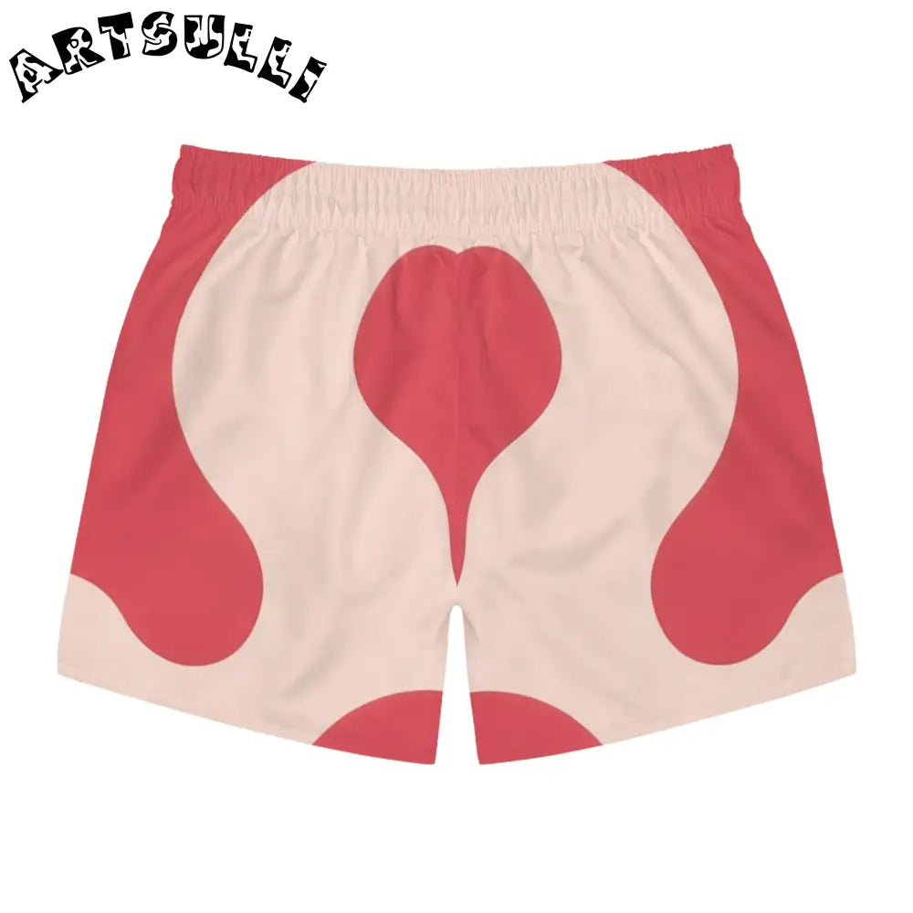 JAKKOUTTHEBXX Cream and Red Organic Shape Swim Trunks 2025