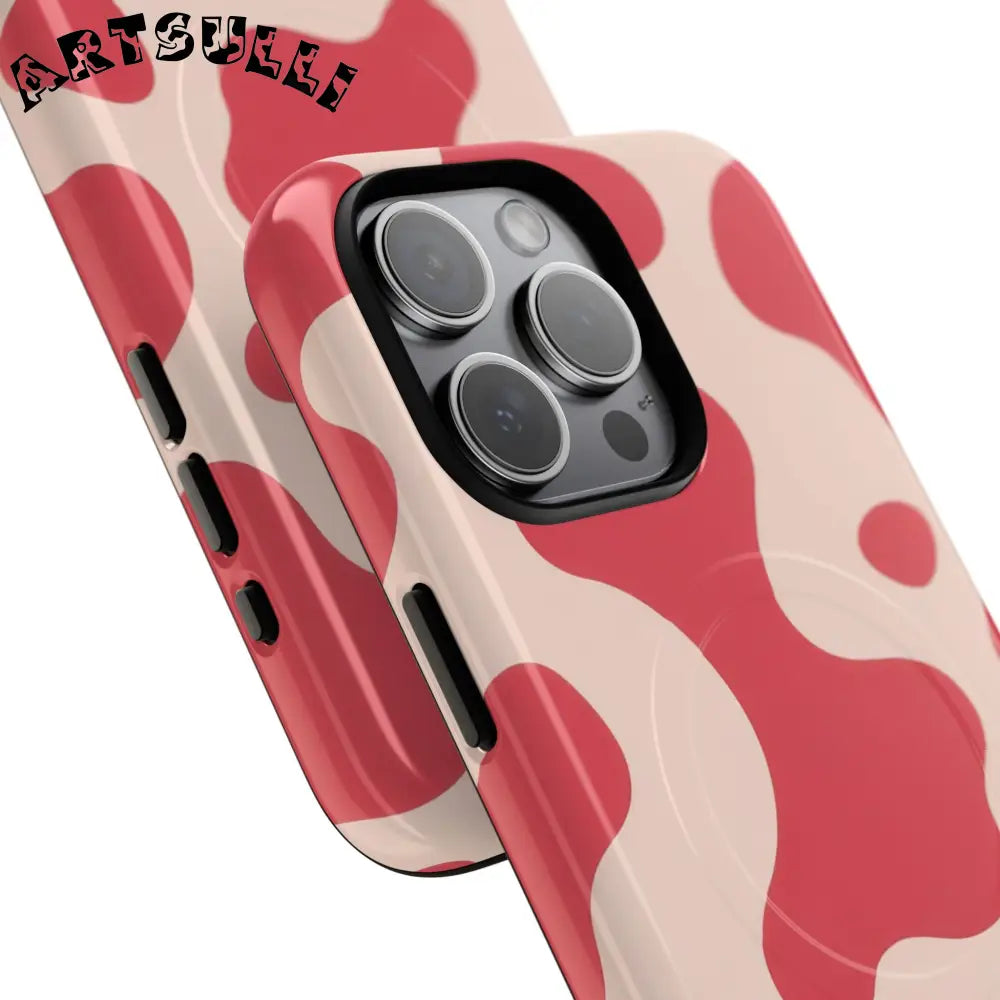 JAKKOUTTHEBXX Red and Beige Cow Print Phone Case 2025