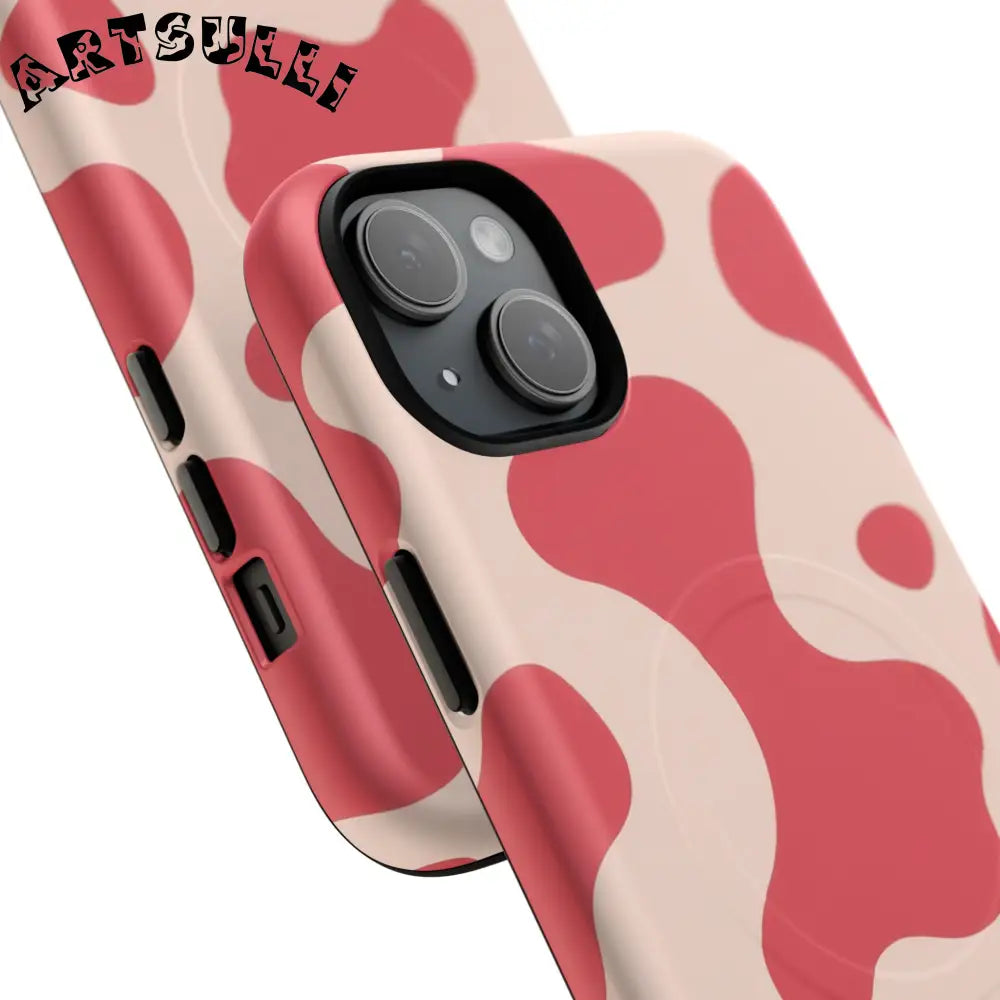 JAKKOUTTHEBXX Red and Beige Cow Print Phone Case 2025