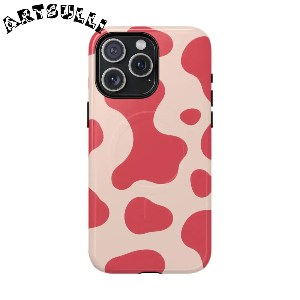 JAKKOUTTHEBXX Red and Beige Cow Print Phone Case 2025